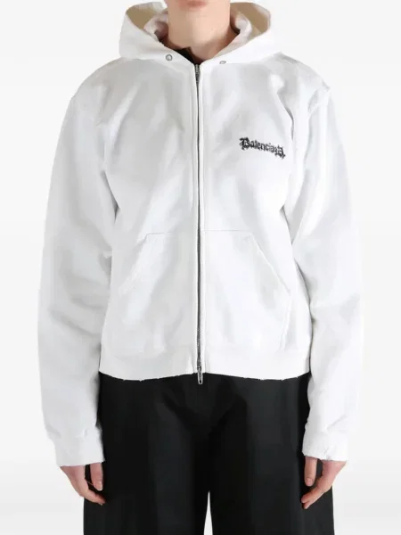 Hanorac cu glugă Balenciaga cu imagine alb