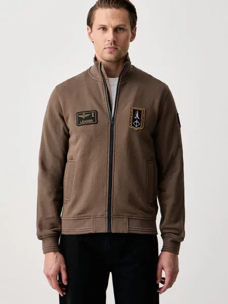 Aeronautica Militare rozepínací mikina hnědá