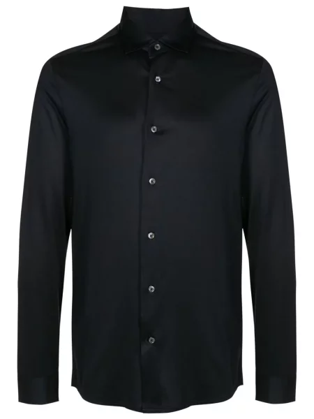 Cămașă Emporio Armani din poplin lungă albastru