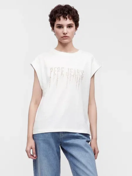 Pepe Jeans Tričko CARINA zlatá biela