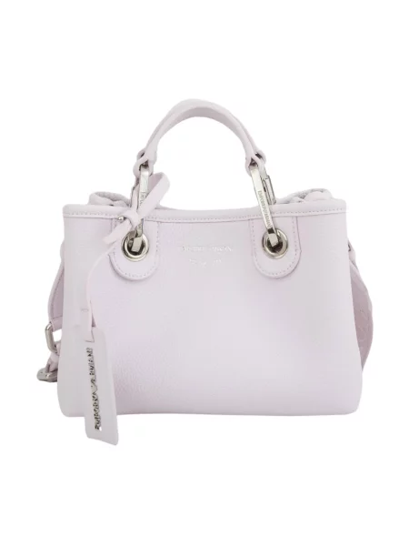 Lniana torebka Emporio Armani z nadrukiem różowa