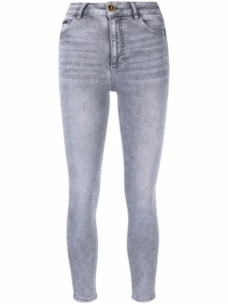 Skinny jeansy skinny Philipp Plein o krotszym kroju szare