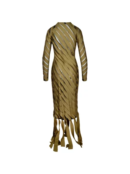 Rochie midi Ioana Ciolacu cu franjuri verde