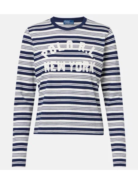 Tricou polo Polo Ralph Lauren cu dungi cu imagine albastru