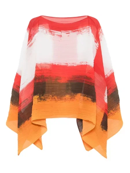 Top Pleats Please Issey Miyake cu imagine cu imprimeu abstract roșu