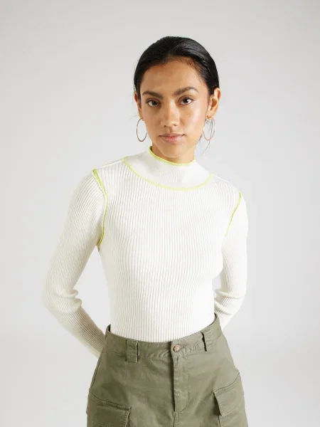 TOPSHOP Pulover crem / limetă verde