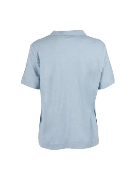 Sweter Majestic Filatures z dekoltem w serek niebieski