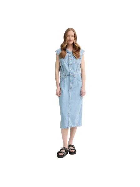 Levi's sukienka jeansowa ICONIC SLEEVELESS DRESS midi prosta niebieski