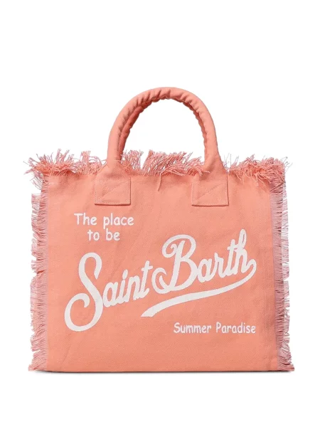 Geantă Mc2 Saint Barth cu franjuri din canvas portocaliu