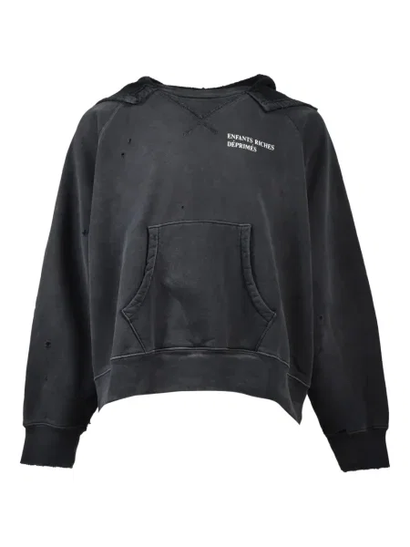 Суичър с качулка Enfants Riches Déprimés с протрити краища черно