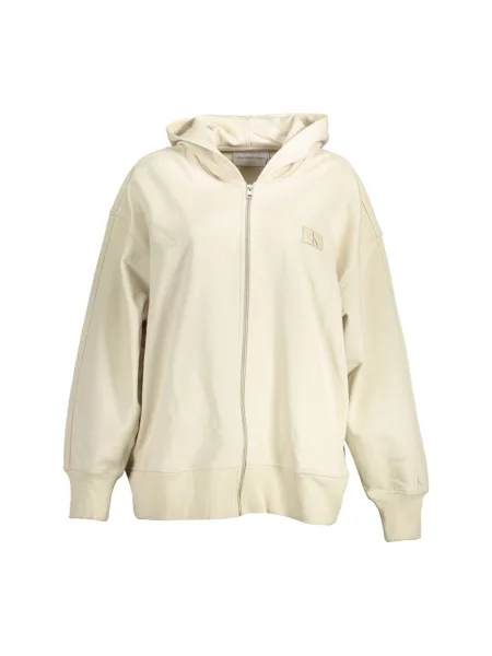 Bluza Calvin Klein z długim rękawem beżowa