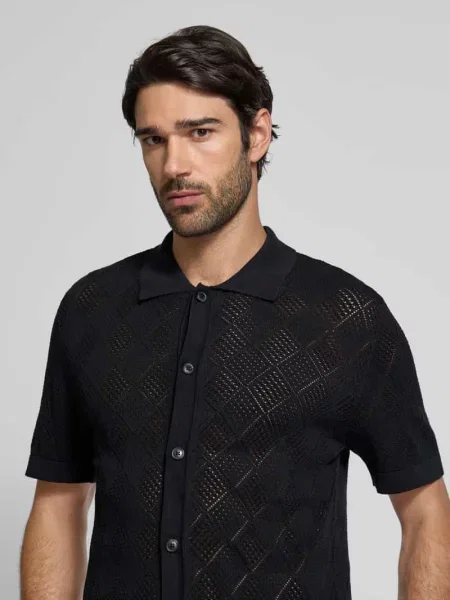 Kardigan o kroju regular fit z dzianiny z czystej bawełny model ‘ARCO’ Selected Homme czarny