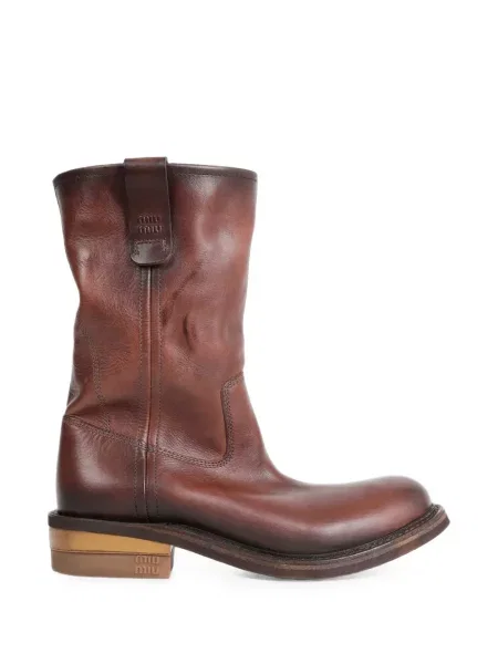 Botine Miu Miu din piele maro