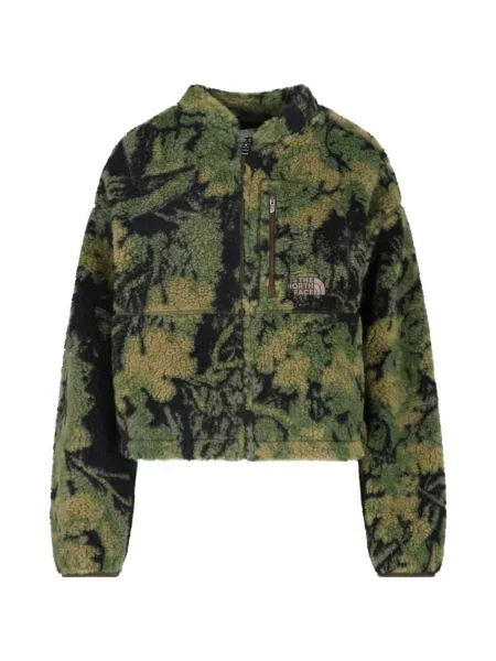 Geacă The North Face din fleece cu imagine cu imprimeu abstract verde