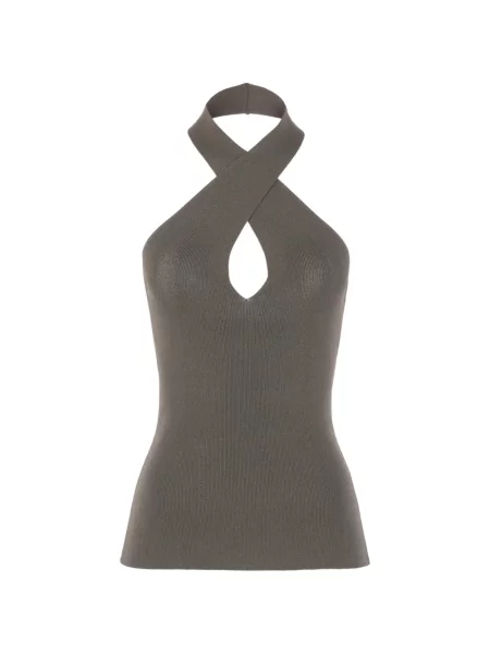 Top Federica Tosi prążkowany brązowy