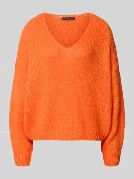 Sweter z dzianiny o kroju oversized z dodatkiem moheru Oui pomarańczowy