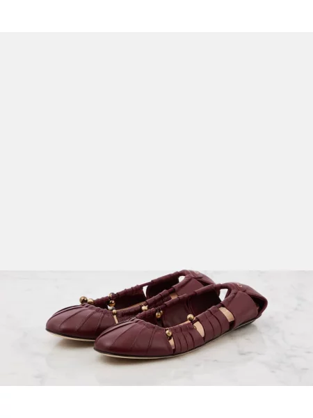 Balerini Chloé din piele roșu