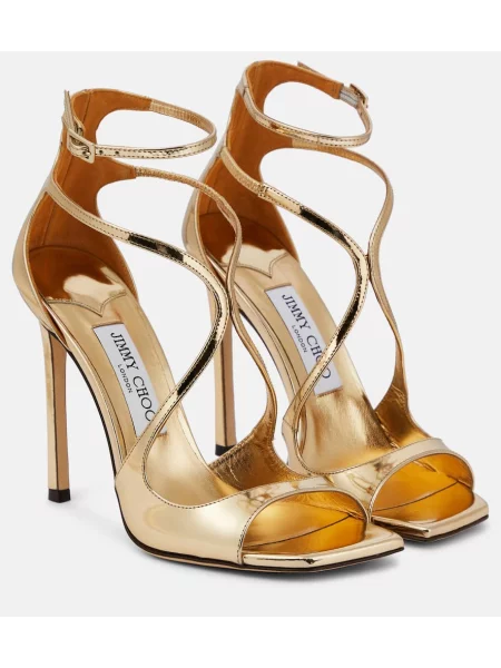 Sandale Jimmy Choo din piele de lac auriu