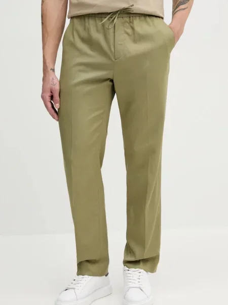 Calvin Klein pantaloni din amestec de in verde