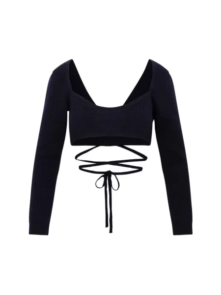 Sweter Patou wełniany kopertowy czarny