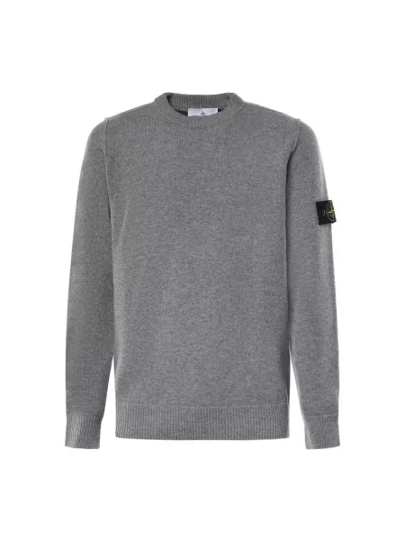 Sweter Stone Island wełniany z kamieniami szary