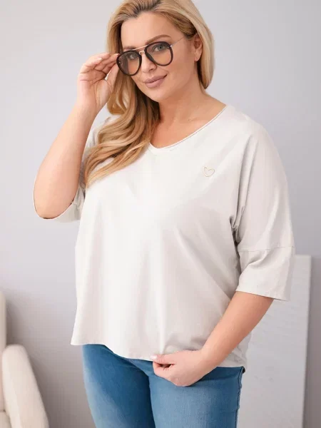 Блуза Kesi Włoski с V-образно деколте синьо