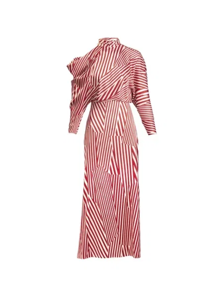 Rochie midi Silvia Tcherassi cu dungi până la genunchi de costum roșu