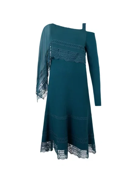 Rochie Alberta Ferretti asimetrică din dantelă albastru