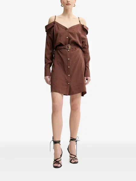 Sukienka jeansowa Versace Jeans Couture garniturowa brązowa