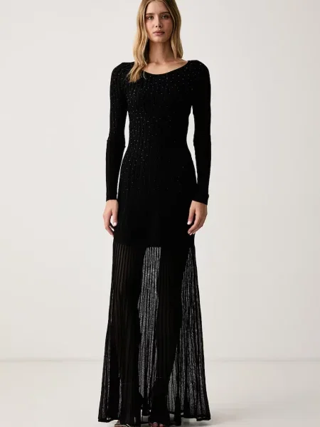 Guess rochie sirenă cu vâscoză PERILLA negru
