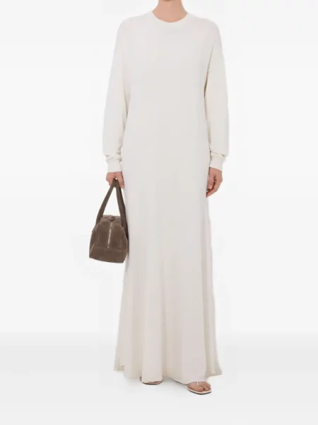 Rochie maxi Loulou De Saison tricotate lungă de costum alb