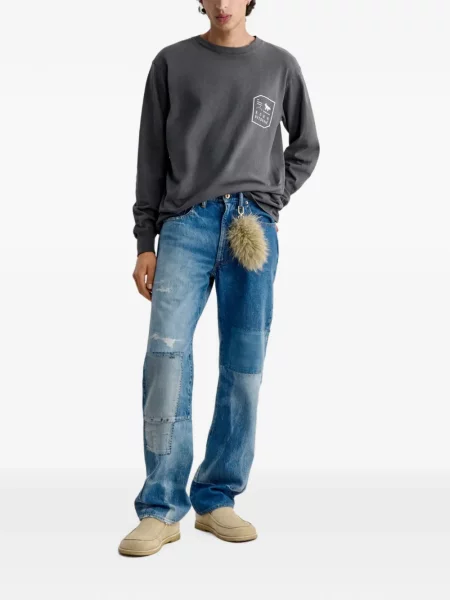 Lung tricou Maison Kitsune cu imagine gri