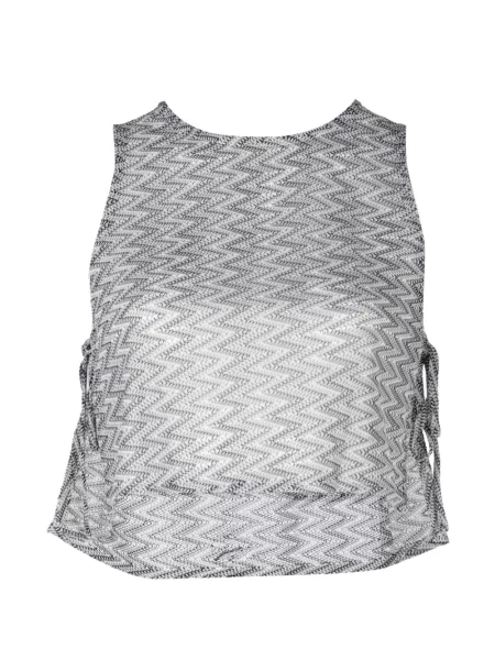 Top Palmacea tricotate cu cordon alb