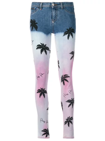 Skinny jeansy skinny Philipp Plein niebieskie