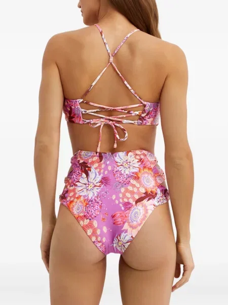 Bikini Agua Bendita cu model floral violet