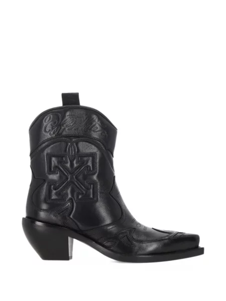 Botine Off-white cu broderie din piele alb