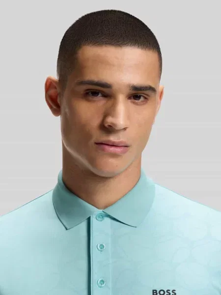 Koszulka polo o kroju slim fit z wytłoczeniem emotikon piłki tenisowej model PL_TOC Boss Green
