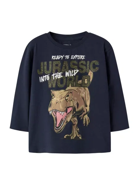NAME IT Tricou NMMOTTI JURASSIC albastru marin / kaki / oliv alb