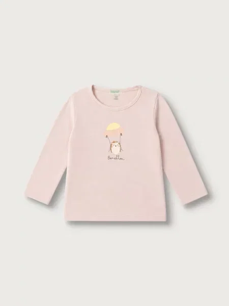 United Colors of Benetton tričko s dlhým rukávom detské ružová
