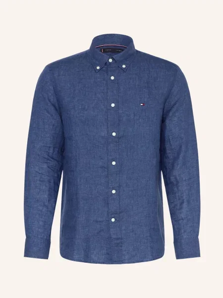 Tommy Hilfiger Lněná Košile Regular Fit tmavě modrá