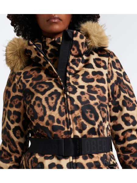 Geacă de schi Goldbergh cu imagine cu model leopard maro
