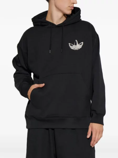 Hanorac cu glugă Adidas cu imagine negru
