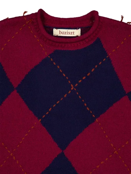 Pulover Baziszt din cașmir cu model argyle violet