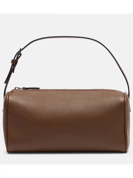 Geanta de piele The Row din piele maro