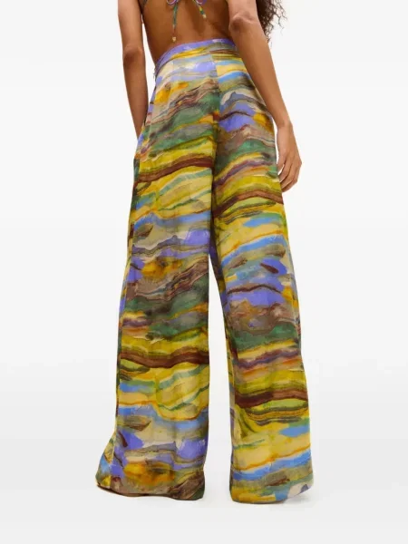 Pantaloni palazzo Carolina K cu imagine galben