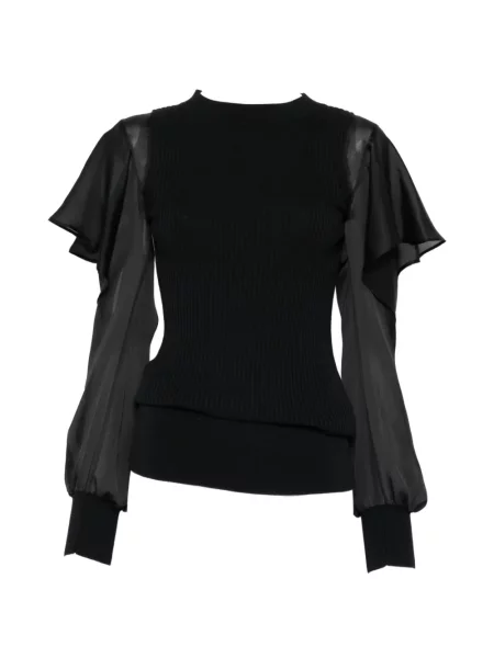Top Sacai tricotate cu volane negru