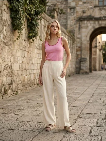 Блуза на бретелях з віскозою пильно-рожевий рожева