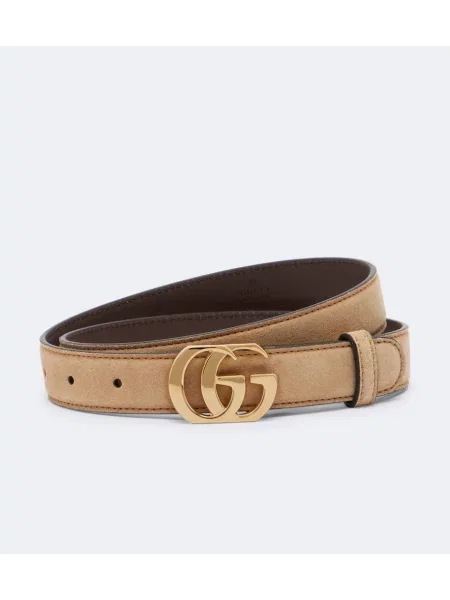 Cu centură curea Gucci din piele de căprioară bej