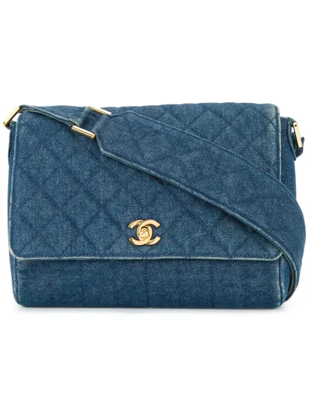 Prošívaná kabelka Chanel Pre-owned modrá