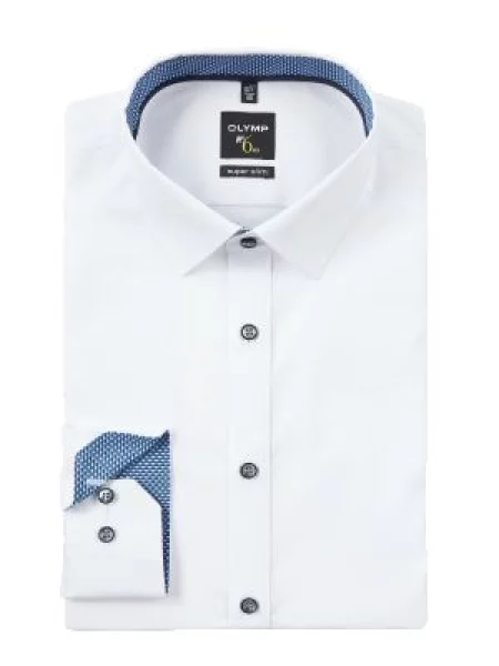 Koszula biznesowa o kroju super slim fit z popeliny Olymp No. Six biała